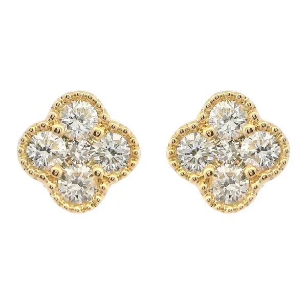 14KY Gold Petite Clover Stud Earrings Erica DelGardo Jewelry Designs Houston, TX