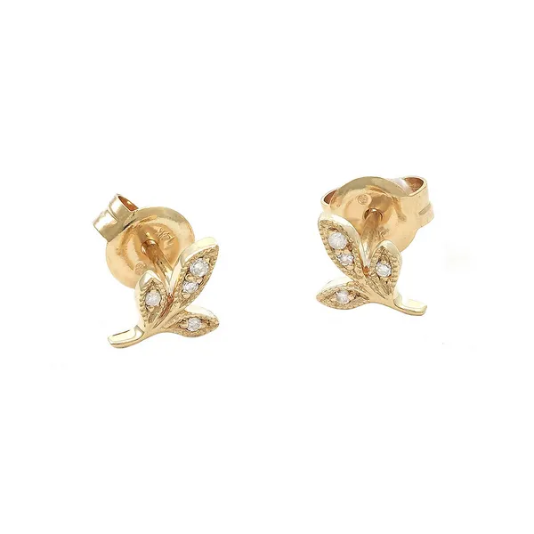14KY Gold Diamond Leaf Fashion Earrings Erica DelGardo Jewelry Designs Houston, TX