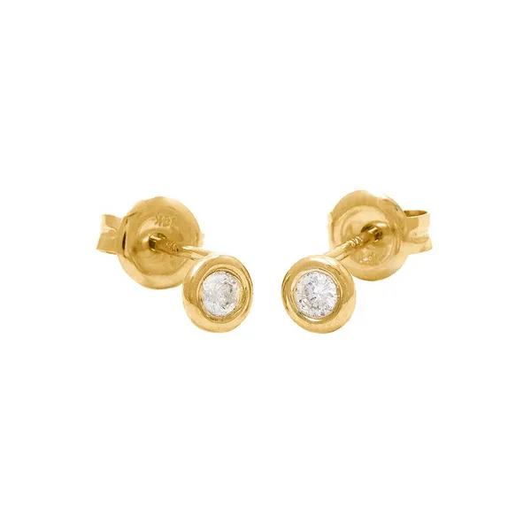 14KY Gold Diamond Bezel Set Stud Earrings Erica DelGardo Jewelry Designs Houston, TX