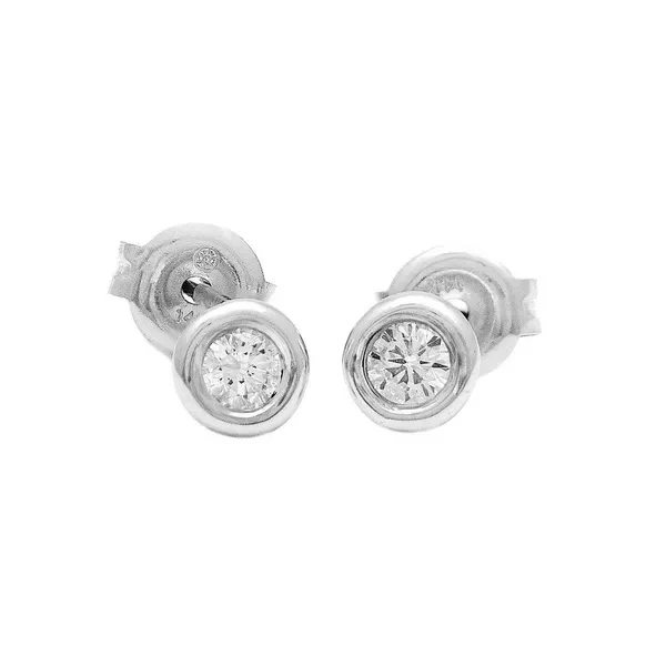 14KW Gold Diamond Bezel Set Stud Earrings Erica DelGardo Jewelry Designs Houston, TX
