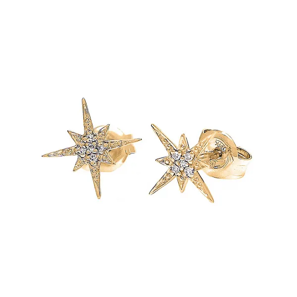 14KY Gold Star Pave Diamond Earrings Erica DelGardo Jewelry Designs Houston, TX