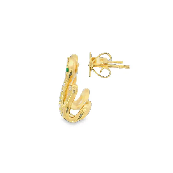 14KY Gold Emerald and Diamond Snake Earrings Image 2 Erica DelGardo Jewelry Designs Houston, TX