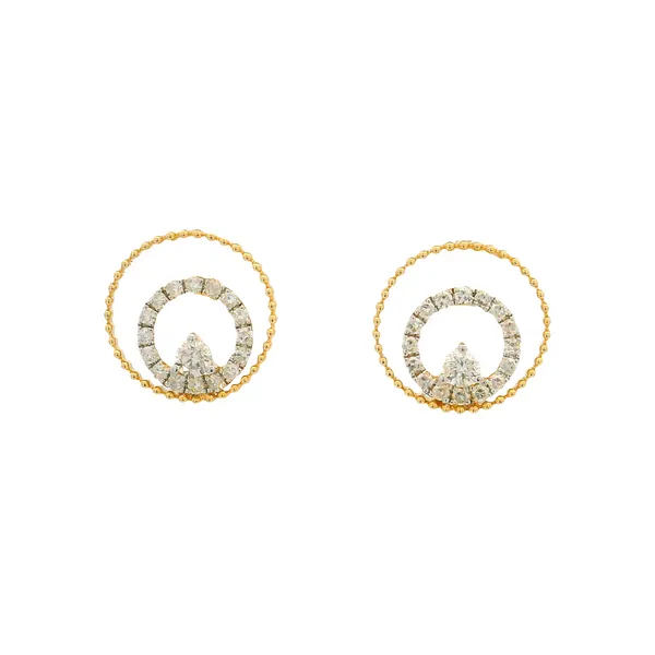 14KY Gold Diamond Double Circle Earrings Erica DelGardo Jewelry Designs Houston, TX