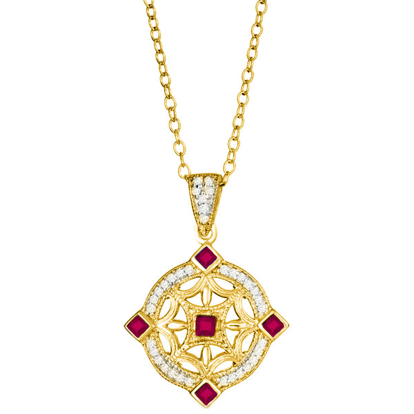 14K Two- Tone Ruby & Diamond Pendant Erica DelGardo Jewelry Designs Houston, TX