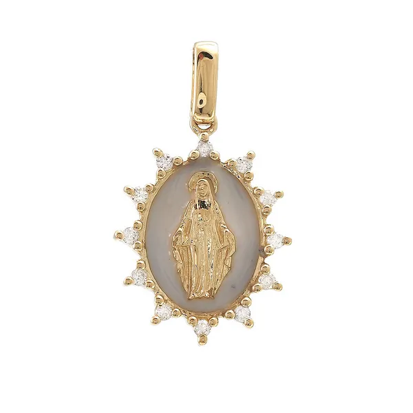 14KY Diamond & Enamel Mary Pendant Erica DelGardo Jewelry Designs Houston, TX