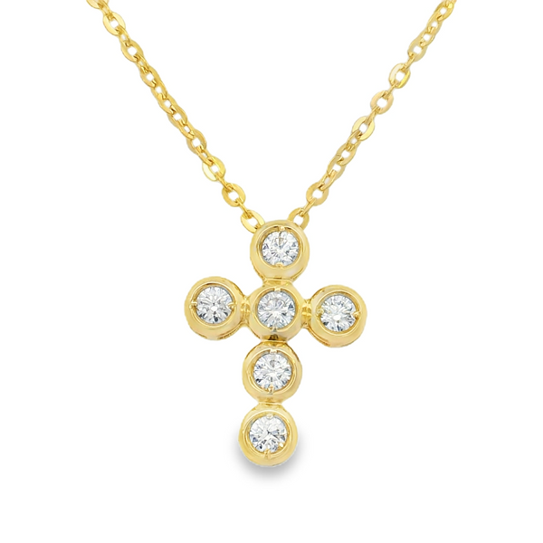 14KY Bezel Set Diamond Cross Slide Pendant 0.48ctw Erica DelGardo Jewelry Designs Houston, TX