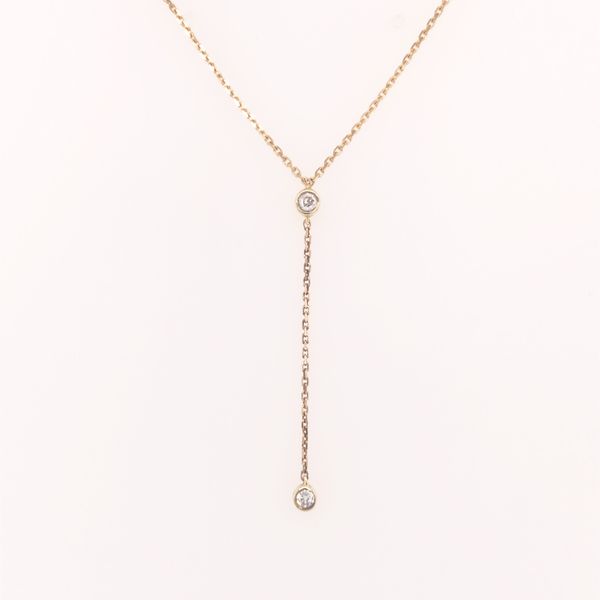 10KY Small Bezel Diamond Drop Necklace Image 2 Erica DelGardo Jewelry Designs Houston, TX