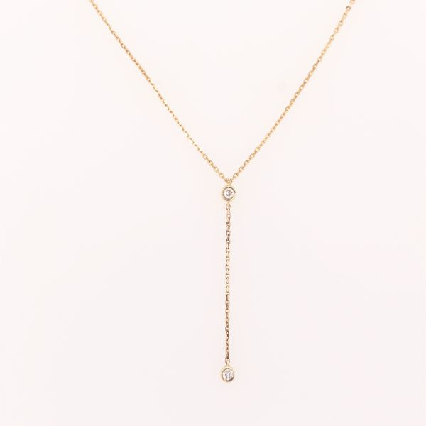 10KY Small Bezel Diamond Drop Necklace Erica DelGardo Jewelry Designs Houston, TX