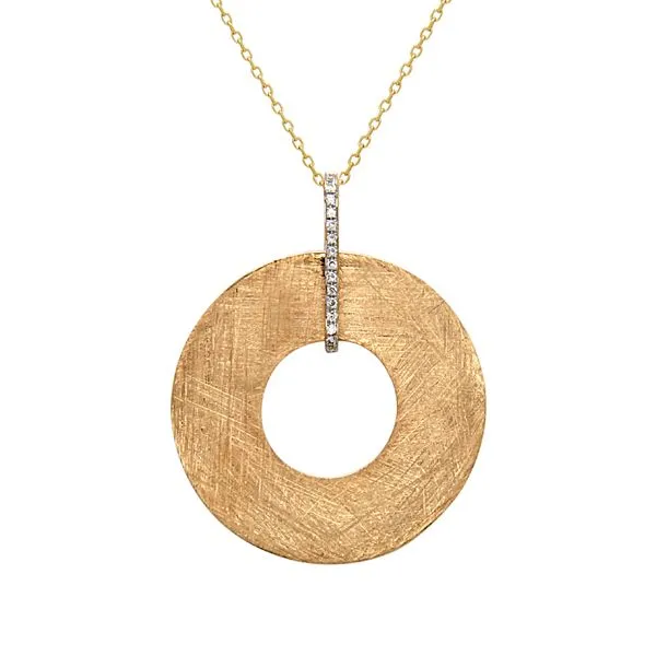 14KY Diamond Matte Disk Necklace Erica DelGardo Jewelry Designs Houston, TX