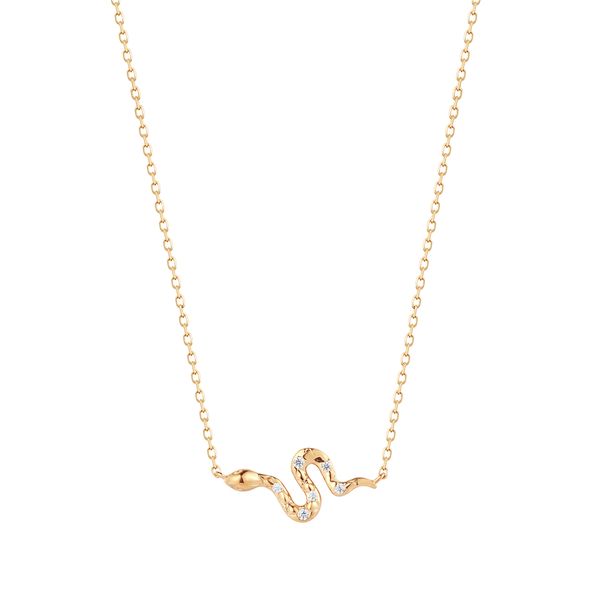 14KY Diamond Snake Necklace Erica DelGardo Jewelry Designs Houston, TX