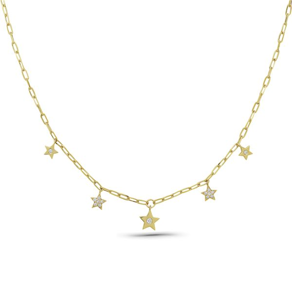 14KY Diamond Star Station Necklace Erica DelGardo Jewelry Designs Houston, TX