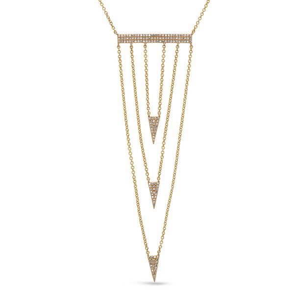 14KY Diamond 3 Triangle Necklace Erica DelGardo Jewelry Designs Houston, TX