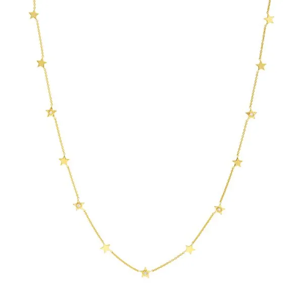 14KY Diamond Star Station Necklace Erica DelGardo Jewelry Designs Houston, TX