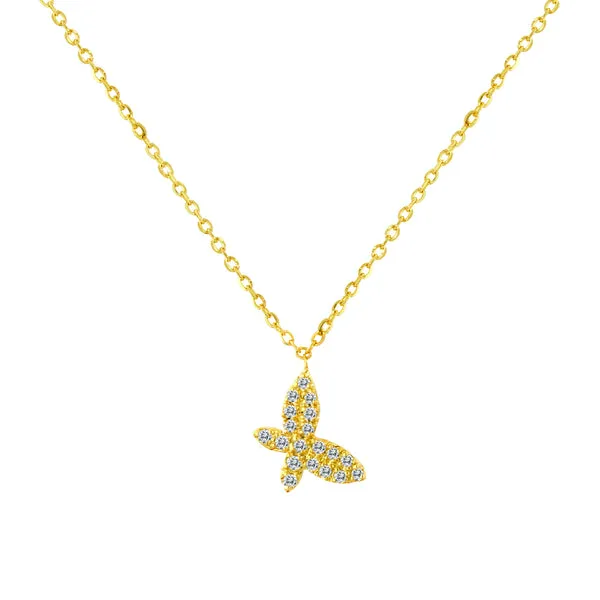 14KY Small Diamond Butterfly Necklace Erica DelGardo Jewelry Designs Houston, TX