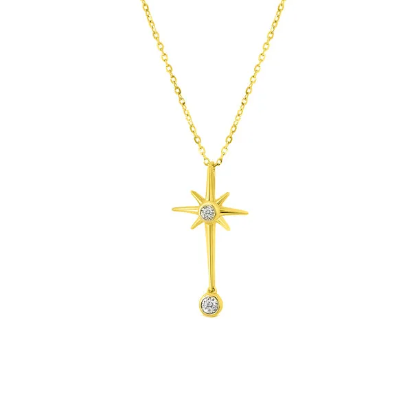 14KY Star Dangle Bezel Illusion Setting Necklace 18