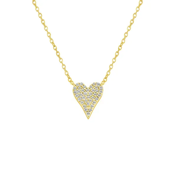 14KY Diamond Pave Heart Necklace 18