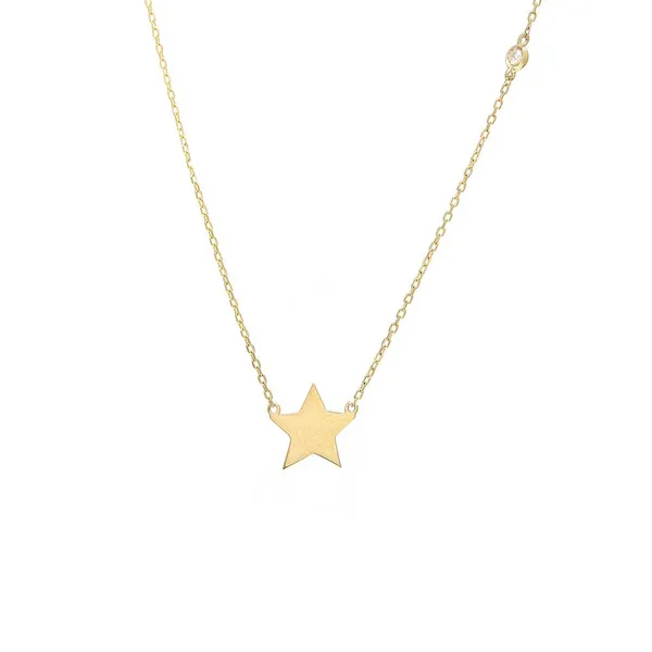 14KY Gold Star Shape Necklace w/ Single Diamond Erica DelGardo Jewelry Designs Houston, TX