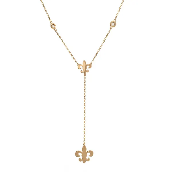 14KY Bezel Set Diamond Fleur De Lis Necklace Erica DelGardo Jewelry Designs Houston, TX