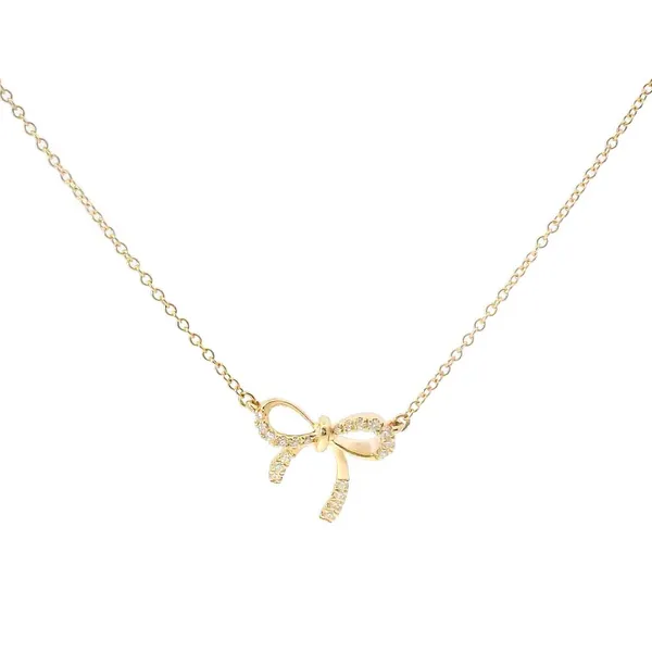 14KY Gold Diamond Accented Bow Shaped Neckalce Erica DelGardo Jewelry Designs Houston, TX