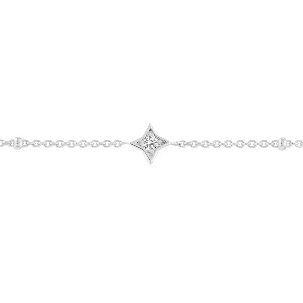 14KW Diamond Star Bezels and Beads Bracelet 7-7.5