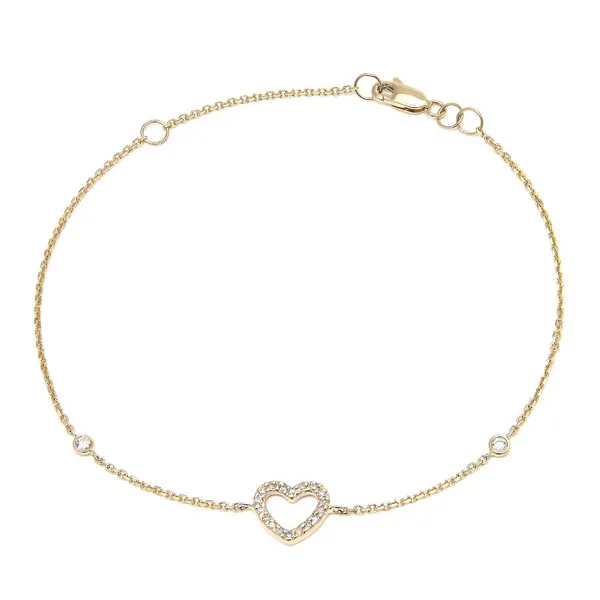 14KY Pave Diamond Open Heart Bracelet Erica DelGardo Jewelry Designs Houston, TX