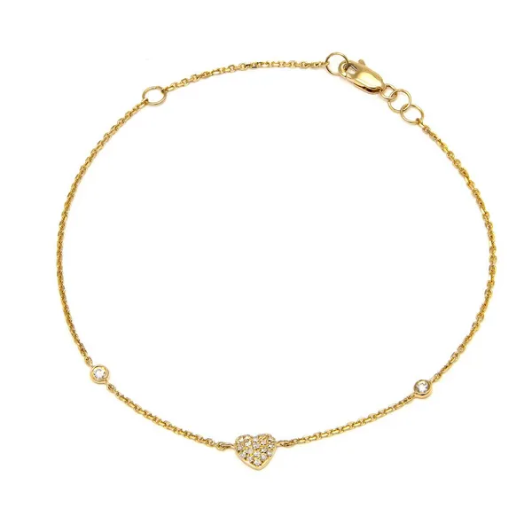 14KY Petite Heart & Diamond Bracelet Erica DelGardo Jewelry Designs Houston, TX