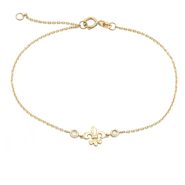 14KY Fleur De Lis Bezel Set Diamond Bracelet Erica DelGardo Jewelry Designs Houston, TX