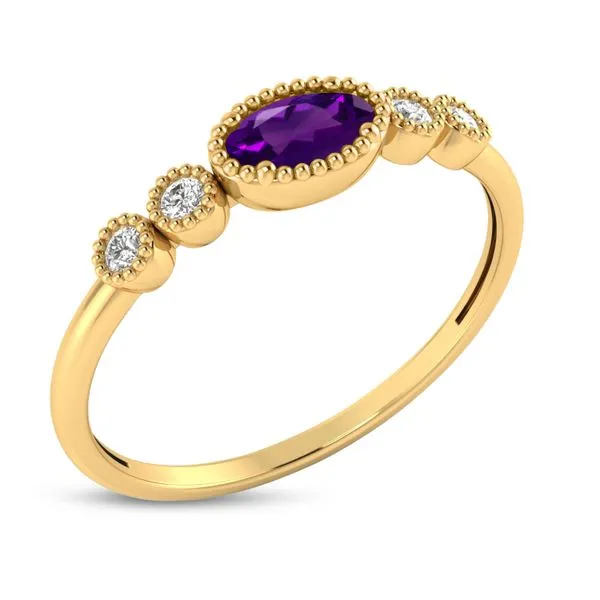 14KY Amethyst & Diamond Birthstone Ring Image 2 Erica DelGardo Jewelry Designs Houston, TX