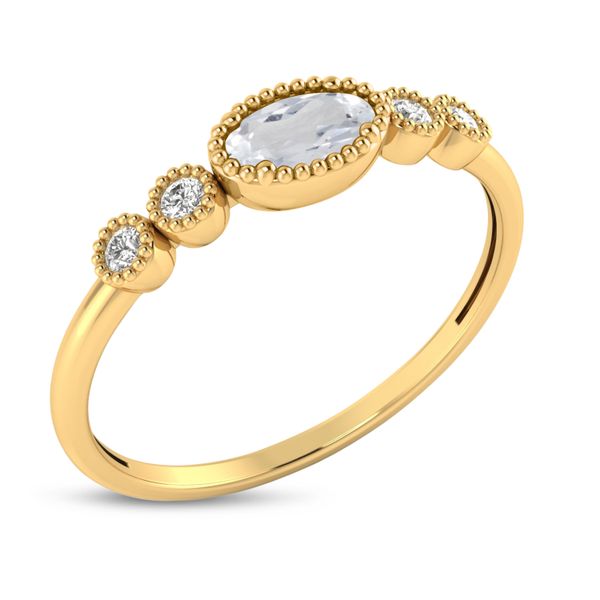 14KY White Zircon & Diamond Birthstone Ring Image 2 Erica DelGardo Jewelry Designs Houston, TX