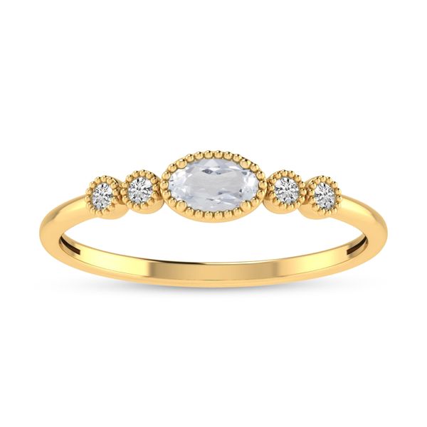 14KY White Zircon & Diamond Birthstone Ring Erica DelGardo Jewelry Designs Houston, TX
