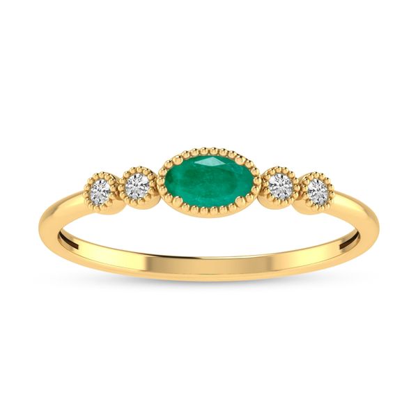 14KY Emerald & Diamond Birthstone Ring Erica DelGardo Jewelry Designs Houston, TX