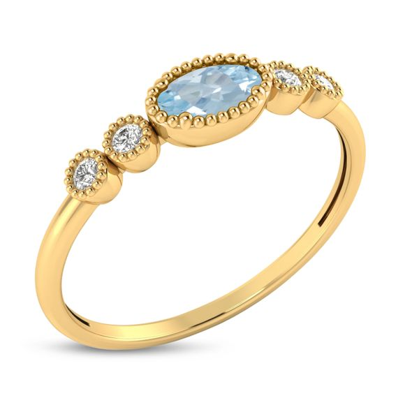 14KY Aquamarine & Diamond Birthstone Ring Image 2 Erica DelGardo Jewelry Designs Houston, TX