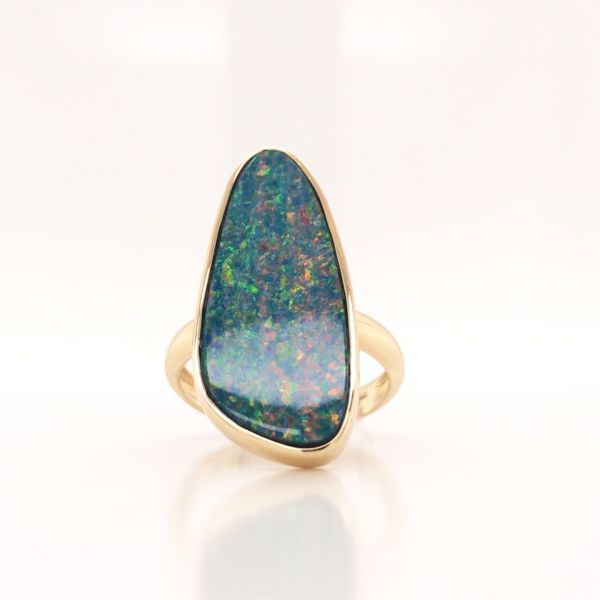14KY Australian Opal Doublet Ring - Large Erica DelGardo Jewelry Designs Houston, TX
