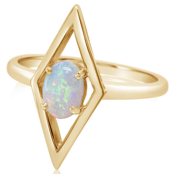 14KY Geometric Australian Opal Ring Erica DelGardo Jewelry Designs Houston, TX