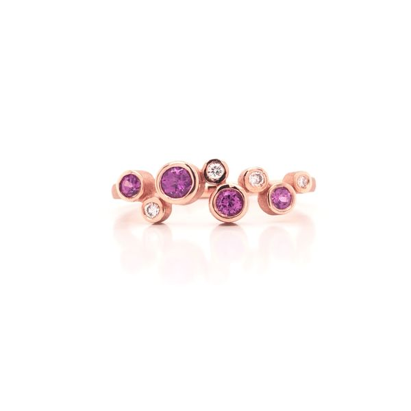 14KR Brushed Purple Garnet & Diamond Ring Erica DelGardo Jewelry Designs Houston, TX