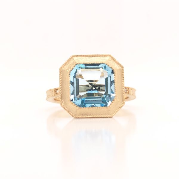 14KY Swiss Blue Topaz & Diamond Fashion Ring Erica DelGardo Jewelry Designs Houston, TX
