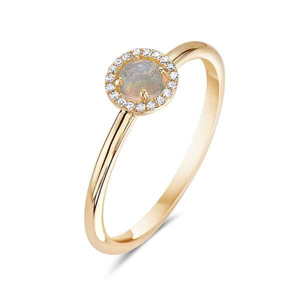 14KY Opal & Diamond Halo Fashion Ring Erica DelGardo Jewelry Designs Houston, TX