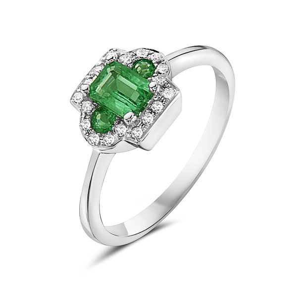 14KW Emerald Cluster Ring Erica DelGardo Jewelry Designs Houston, TX