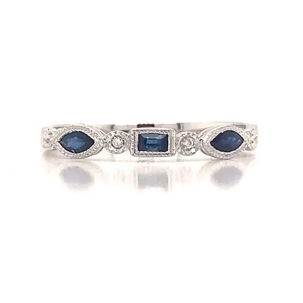 14KW Blue Sapphire & Diamond Marquise & Emerald-Shaped Ring Erica DelGardo Jewelry Designs Houston, TX