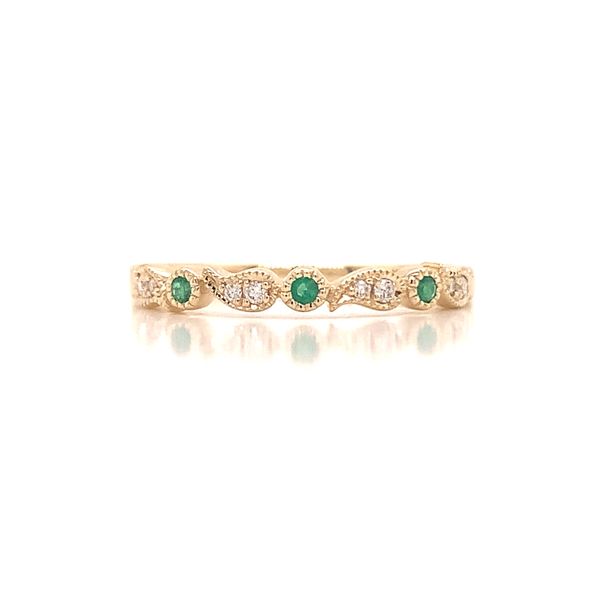 14KY Emerald & Diamond Leaf-Style Ring Erica DelGardo Jewelry Designs Houston, TX