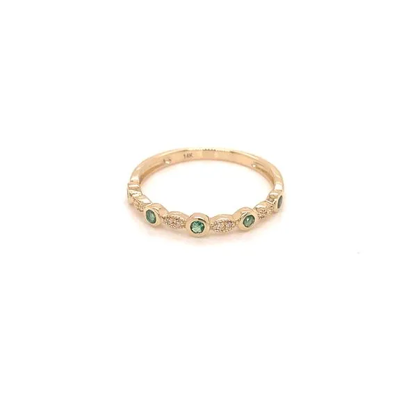 14KY Bezel Set Emerald & Diamond Ring Image 2 Erica DelGardo Jewelry Designs Houston, TX