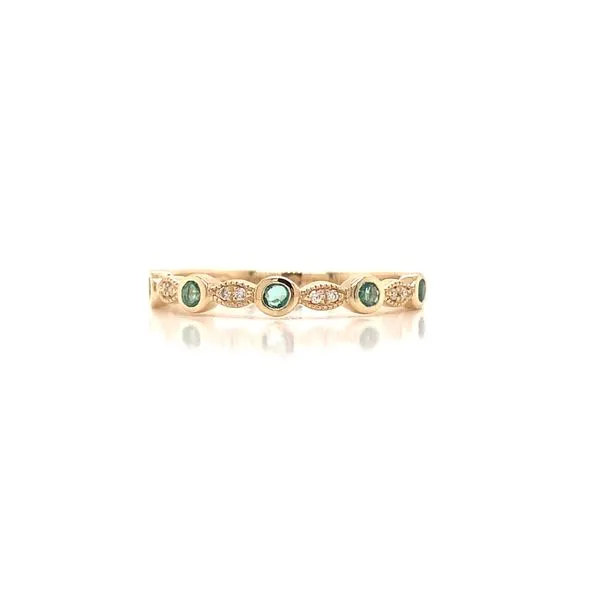 14KY Bezel Set Emerald & Diamond Ring Erica DelGardo Jewelry Designs Houston, TX