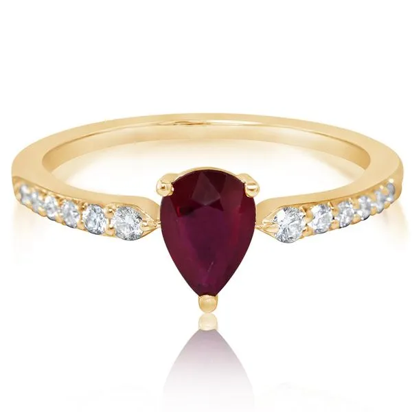 14KY Ruby & Diamond Accented Solitaire Ring Erica DelGardo Jewelry Designs Houston, TX