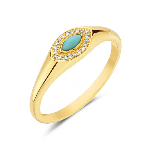 14KY Turquoise & Diamond Ring Erica DelGardo Jewelry Designs Houston, TX