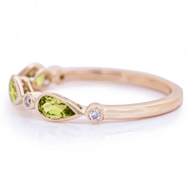 14KY Pear Shape Peridot & Diamond Ring Image 2 Erica DelGardo Jewelry Designs Houston, TX