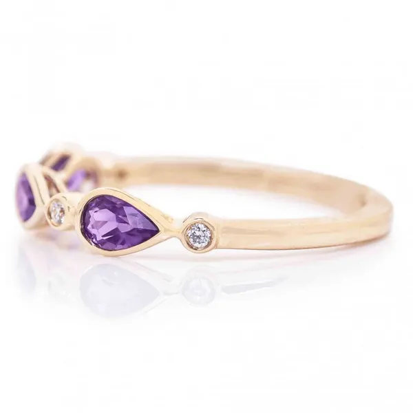 14KY Pear Shape Amethyst & Diamond Ring Image 2 Erica DelGardo Jewelry Designs Houston, TX