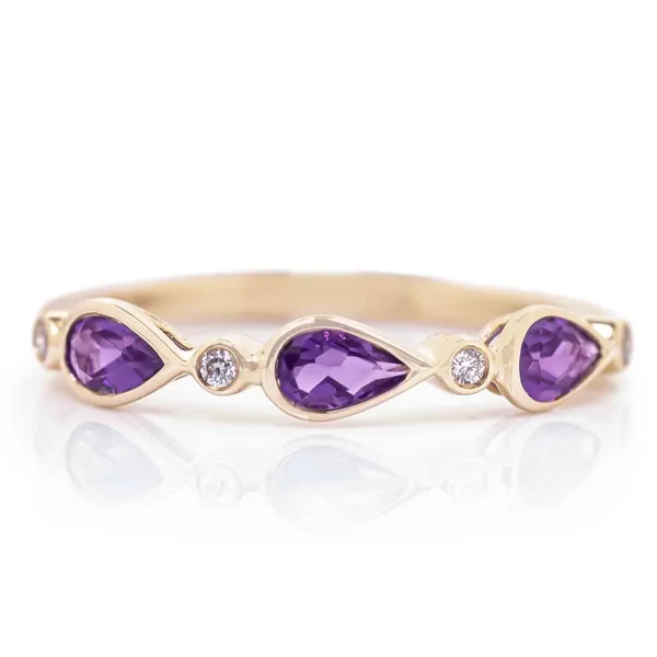 14KY Pear Shape Amethyst & Diamond Ring Erica DelGardo Jewelry Designs Houston, TX