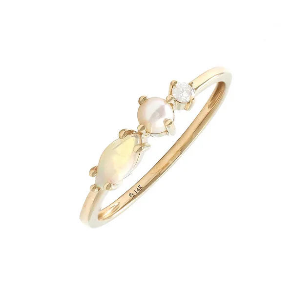 14KY Opal, Pearl and Diamond Ring Erica DelGardo Jewelry Designs Houston, TX