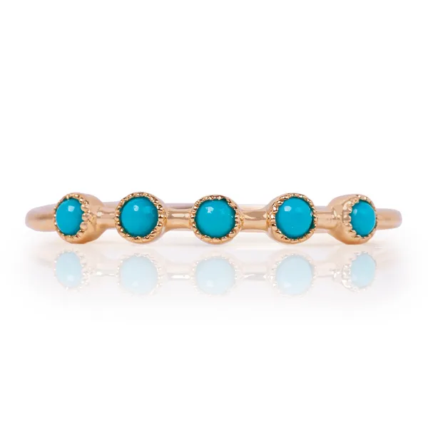 14KY Gold Milgrain Bezel Set Turquoise Ring. Erica DelGardo Jewelry Designs Houston, TX