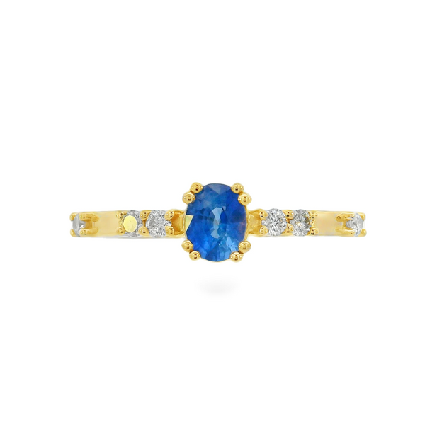 14KY Diamond Accented Oval Sapphire Ring Sz. 7 Erica DelGardo Jewelry Designs Houston, TX